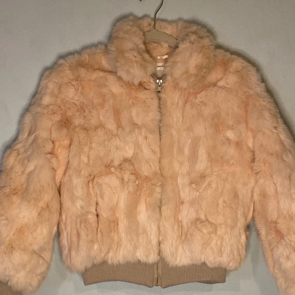 Beautiful Dyed Rabbit Fur Girls Winter Zip Up Jacket-Size 14